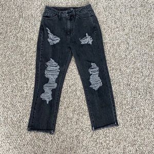 Black Distressed Denim Jeans